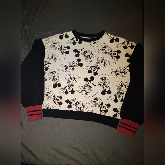 90s Vintage Disney MICKEY MOUSE All Over Print Cartoon Crewneck Sweatshirt med - Picture 1 of 4